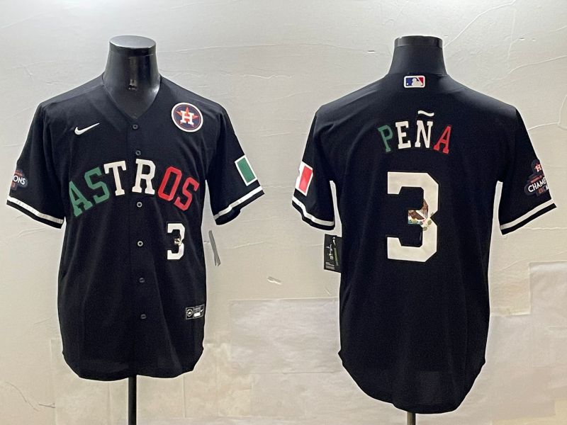 Men Houston Astros #3 Pena Black Fashion Game 2025 Nike MLB Jersey style 2